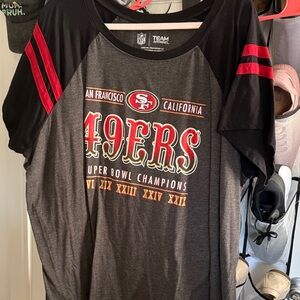 NFL Womens San Francisco 49ers Black and Red T-Shirt